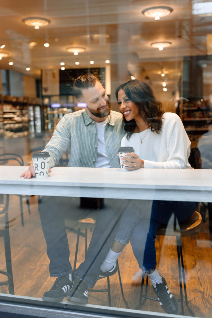 coffee shop engagement session